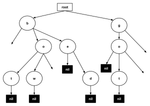 a prefix tree containing each Tamil letter’s character sequence representation